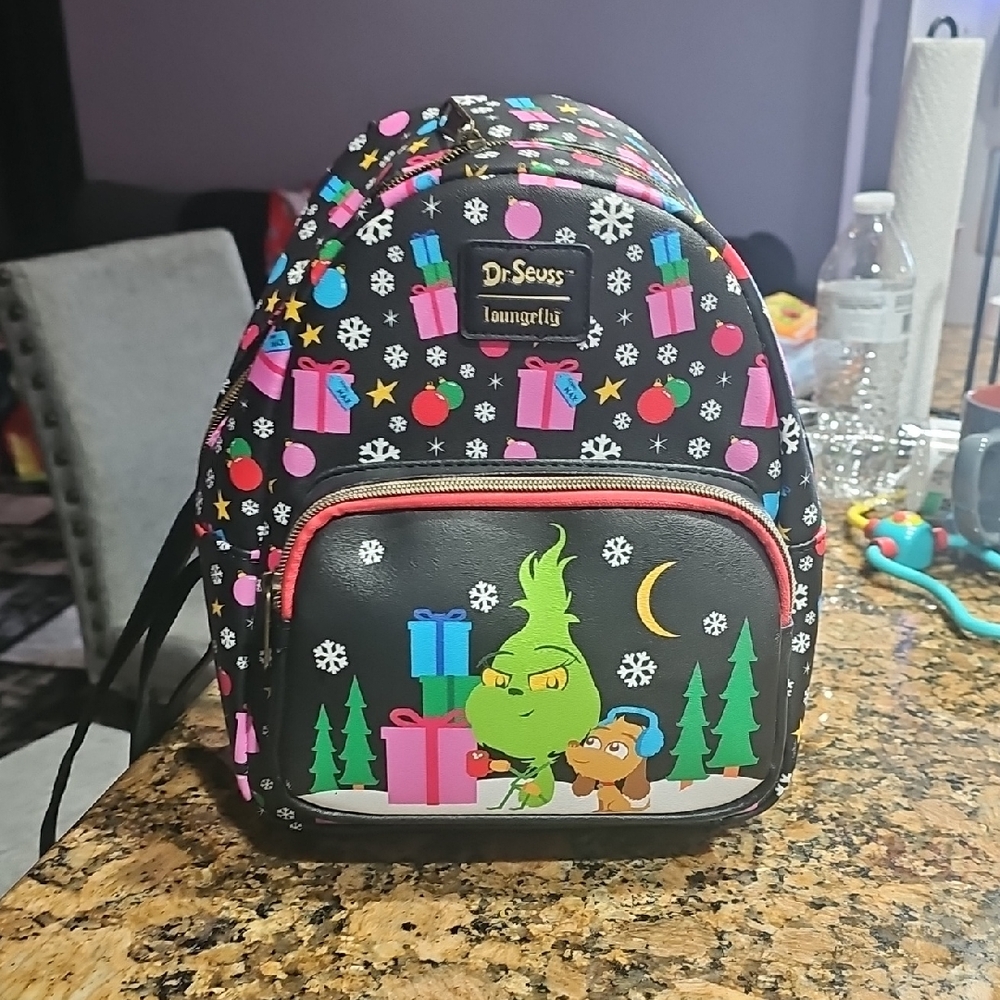 Loungefly Dr. Seuss Grinch Backpack - Black and Pink